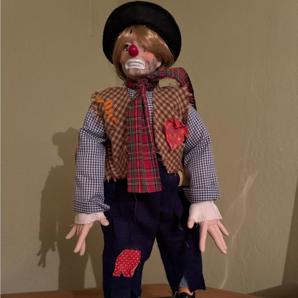 Vintage Porcelain Hobo Clown with stand
